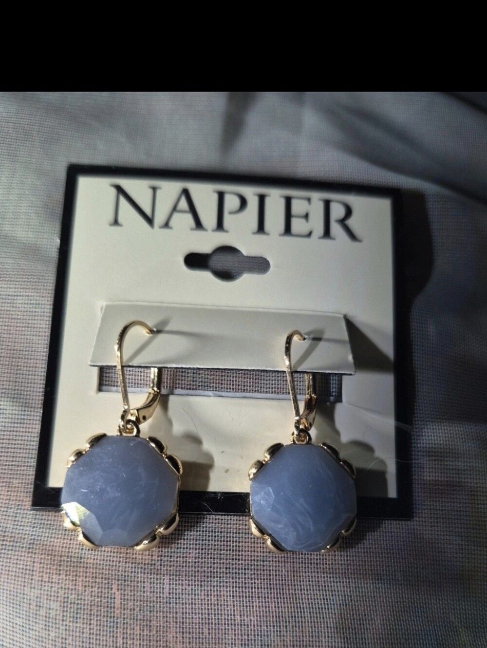 Napier Gold-Tone Faceted Drop Earrings Pierced New